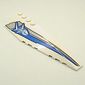 Wedge Curved 12 x 3 Right with Shark Skeleton and Blue and Silver Stripes Print