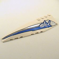 Wedge Curved 12 x 3 Left with Shark Skeleton and Blue and Silver Stripes Print