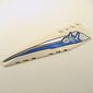 Wedge Curved 12 x 3 Left with Shark Skeleton and Blue and Silver Stripes Print