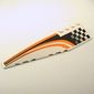 Wedge Curved 12 x 3 Left with Black and Orange Checkered / Striped Race Print