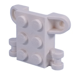 LEGO part 4987 Minifig Neckwear Bracket with 6 Back Studs, 2 Handles, 2 Protruding Front Studs in White