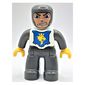 Duplo Figure with Rounded Head with Dark Bluish Gray Legs, White Chest, Dark Bluish Gray Arms, Yellow Hands