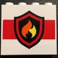 Panel 1 x 4 x 3 [Side Supports / Hollow Studs] with Black and Yellow Fire Logo Print
