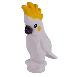 LEGO part 6333pr0001 Animal, Cockatoo with Yellow Crest, Black Beak in White