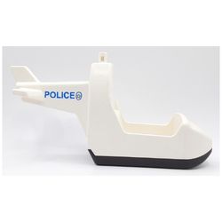 Duplo Helicopter Body without Skids, with Black Base and Blue 'POLICE' and Badge Print