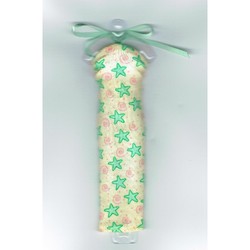 Scala, Dress with Neck Tie and Green Stars and Pink Swirls