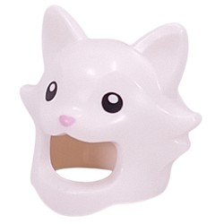 LEGO part 7758pr0001 Costume / Mask, Cat with Bright Pink Nose, Black Eyes print in White