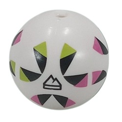 LEGO part 7819pr0001 Minifig Head Special, Sphere Football with Black/Lime/Dark Pink Shapes, Black Mountain Peaks print in White