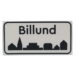 Tile 2 x 4 with 'Billund', Black Border, City Skyline print