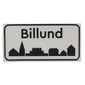 Tile 2 x 4 with 'Billund', Black Border, City Skyline print