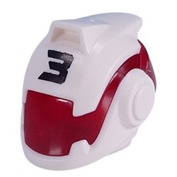 LEGO part 89844pr0001 Helmet, Space with Trans-Red Visor, Black '3' print in White