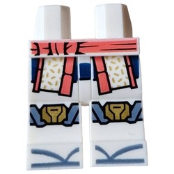 Hips and White Legs with Coral Sash, Robe Ends, Gold/Sand Blue Knee Pads print