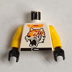 Torso Racing Jacket with Tiger Head Print, Yellow Arms, Black Hands