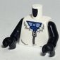 Torso Fur Coastume with Zipper, Blue Shirt, Medium Blue Bow Tie Print, Black Arms, Black Hands
