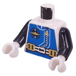 Torso Wetsuit, Aquanaut Sub Logo, Zipper, and Weight Belt Print, Black Arms, White Hands