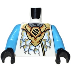 Torso, Ninja Robe Gold/Medium Azure Scales, Gold Dragon print, Dark Azure Arms, Black Hands