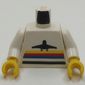 Torso Airplane Logo with Stripes Print, White Arms, Yellow Hands