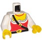 Torso Red Corset with Belt and Shoulder Strap Print, White Arms, Yellow Hands