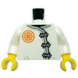 LEGO part 973c27h01pr0078 Torso, White Arms, Yellow Hands with print in White
