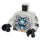 Torso, Silver Metal Ribs, Armor Plating, Blue Reactor, Orange Triangle, Black Scales on Back print, White Arms, Black Hands