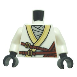 LEGO part 973c27h03pr0025 Torso, White Arms, Black Hands with print in White