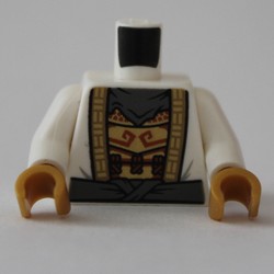 Torso Robe, Gold Trim, Open Over Ornate Undershirt, Dark Bluish Gray Belt print, White Arms, Pearl Gold Hands