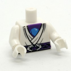 Torso Robe, Dark Purple Undershirt and Sash Belt with Snake Head Buckle Print, White Arms and Hands