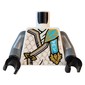 Torso, Ninja Robes, Silver Trim, Scales, Medium Azure Banner, Gold Dragon Head print, Flat Silver Arms, Black Hands