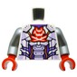 Torso, Red Samurai, Swords, Dark Purple/Lavender Armor print, Flat Silver Arms, Red Hands