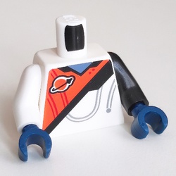 Torso, Odd Arms, Classic Space Logo, Red/White Space Suit print, Left Black Arm, Right White Arm, Dark Blue Hands