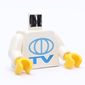 Torso TV Globe Big / Lego Soccer Logo on Back Print, White Arms, Yellow Hands