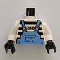 Torso Prison Shirt with Stripes and Medium Blue Overalls Print, White Arms, Black Hands