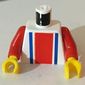 Torso Soccer Shirt with Vertical Striped Red/Blue / '18' on Back Print, Red Arms, Yellow Hands