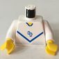 Torso Soccer Shirt with Blue Chevron and '10' Front and Back Print, White Arms, Yellow Hands