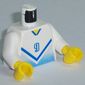 Torso Soccer Shirt with Blue Chevron and '9' Front and Back Print, White Arms, Yellow Hands