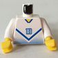 Torso Soccer Shirt with Blue Chevron and '18' Front and Back Print, White Arms, Yellow Hands