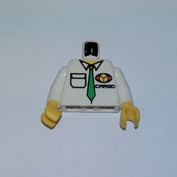 Torso Shirt with Cargo Logo and Green Tie Print, White Arms, Yellow Hands