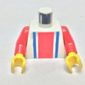 Torso Soccer Shirt with Vertical Striped Red/Blue / '3' Back Print, Red Arms, Yellow Hands