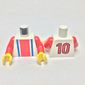 Torso Soccer Shirt, Vertical Striped Red/Blue / '10' Back Print, Red Arms, Yellow Hands