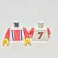Torso Soccer Shirt, Vertical Striped Red/Blue / '7' Back Print, Red Arms, Yellow Hands
