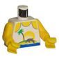 Torso Tank Top, Palm Tree and Dolphin Print, Yellow Arms and Hands