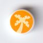 Tile Round 1 x 1 with Bright Light Yellow Palm Tree on Orange Background print