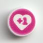 Tile Round 1 x 1 with Magenta +1 in White Heart print