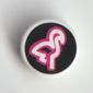 Tile Round 1 x 1 with Magenta/White Flamingo on Black Background print