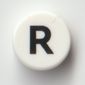 Tile Round 1 x 1 with Black 'R' print