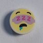 Tile Round 1 x 1 with Yellow Face, Lavender Eye Mask, Drool print