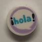 Tile Round 1 x 1 with Speech Bubble, Medium Azure 'HOLA!' on Lavender Background print