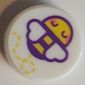 Tile Round 1 x 1 with Bee, Dark Purple Hearts for Wings print