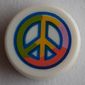 Tile Round 1 x 1 with Multi-Colored Peace-Sign print