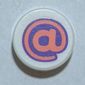 Tile Round 1 x 1 with Bright Pink '@' on Dark Purple Background print